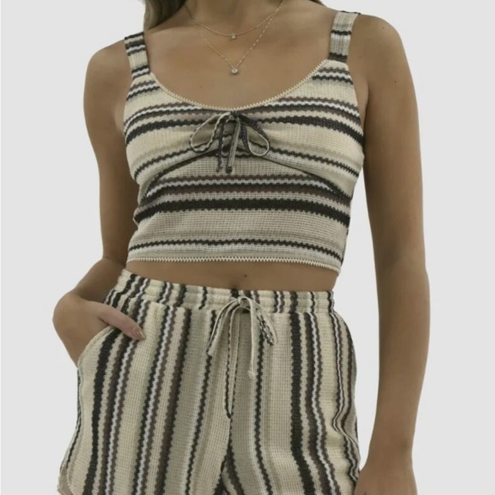 No Boundaries Textured Knit Set with Stripes